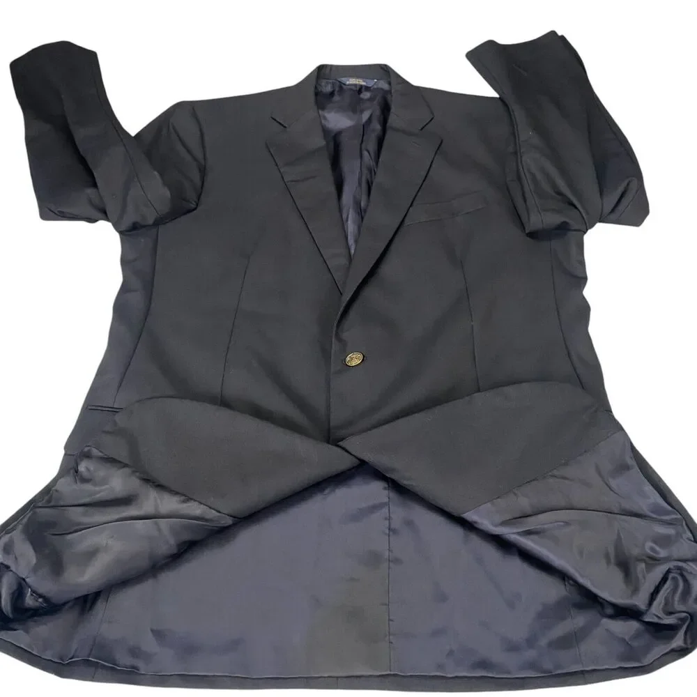 Brooks Brothers 1818 Madison Wool Blazer by Loro Piana Mens 43L Black USA/ ITALY